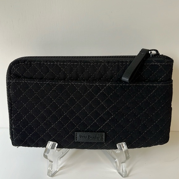 Vera Bradley Microfiber Leather Accents Zip Slim Wallet Clutch Card Keeper - Picture 1 of 6